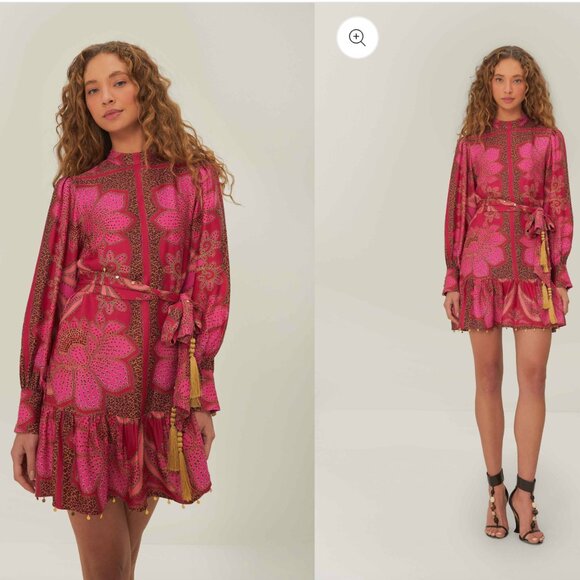 FARM Rio Dresses & Skirts - FARM Rio Pink floral scarf lenzing™ ecovero™ mini dress (BRAND NEW, Size S)